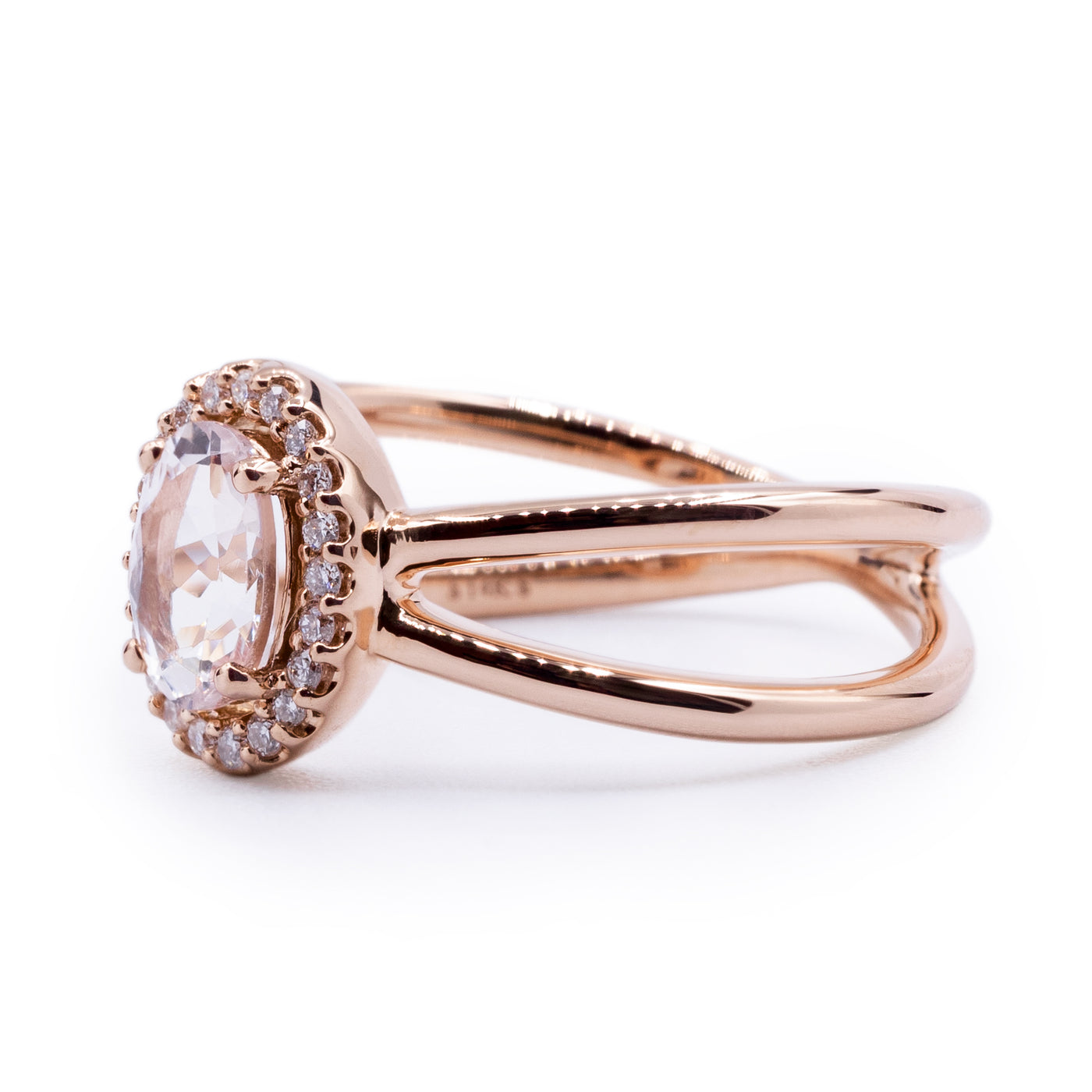 Oval Morganite Setting with Diamond Accented Halo and Criss Cross Ring