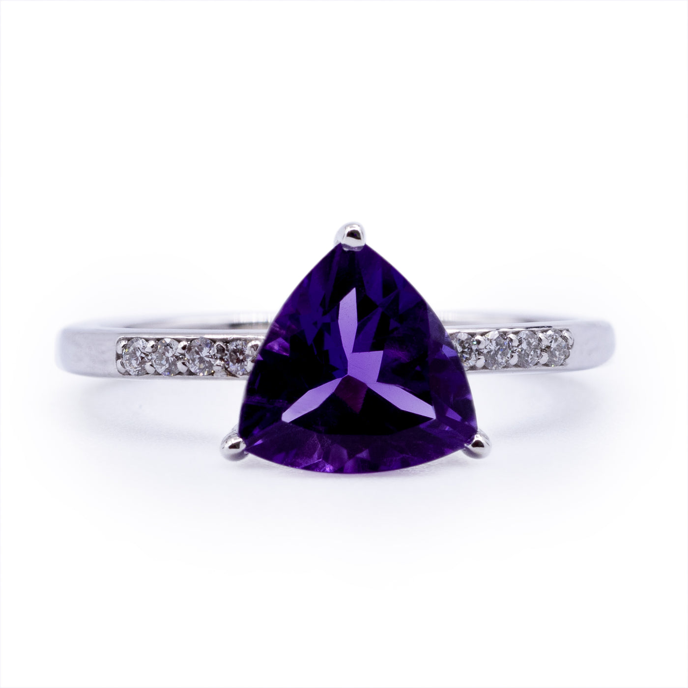 Trillion Amethyst Setting with Diamond Accented Shank Ring