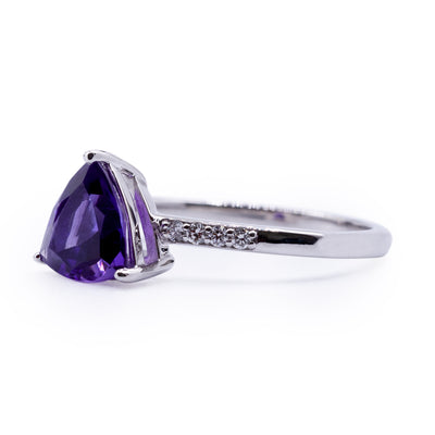 Trillion Amethyst Setting with Diamond Accented Shank Ring