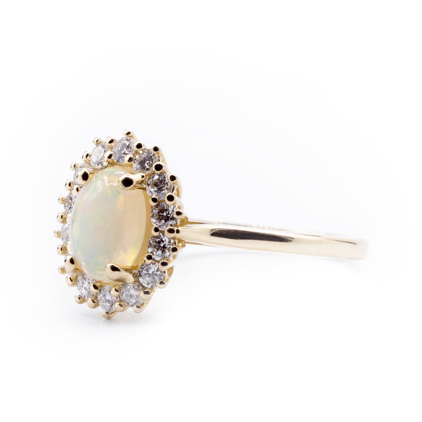 Natural Australian White Opal Royal Ring