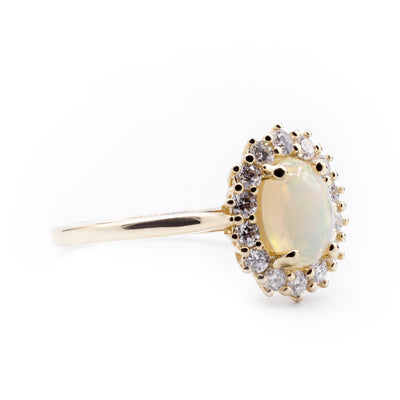 Natural Australian White Opal Royal Ring