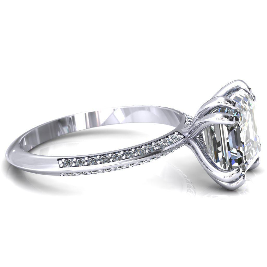 Nancy Asscher Moissanite 4 Double Prong 1/2 Eternity Diamond Knife Shank Accent Engagement Ring-Custom-Made Jewelry-Fire & Brilliance ®