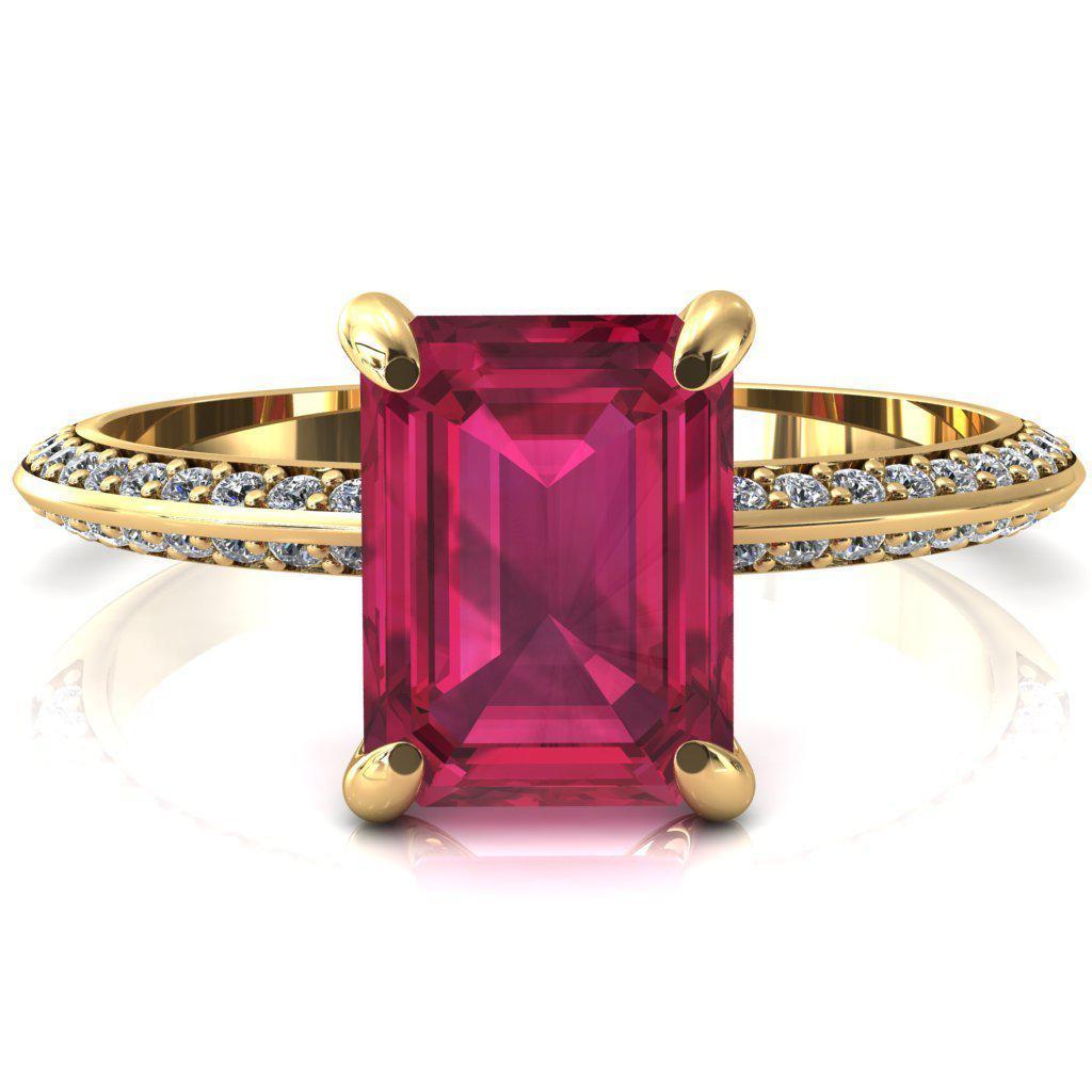 Nancy Emerald Ruby 4 Prong 1/2 Eternity Diamond Knife Shank Accent Engagement Ring-FIRE & BRILLIANCE