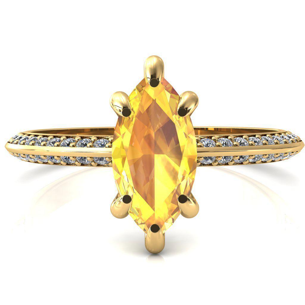 Nancy Marquise Yellow Sapphire 6 Prong 1/2 Eternity Diamond Knife Shank Accent Engagement Ring-FIRE & BRILLIANCE