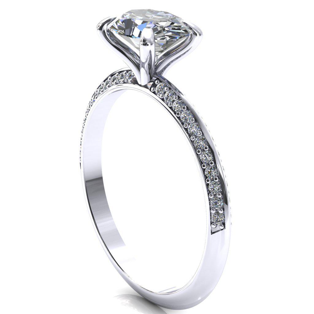 Nancy Oval Center Stone East-West 4 Prong 1/2 Eternity Diamond Knife Shank Accent Engagement Ring-FIRE & BRILLIANCE