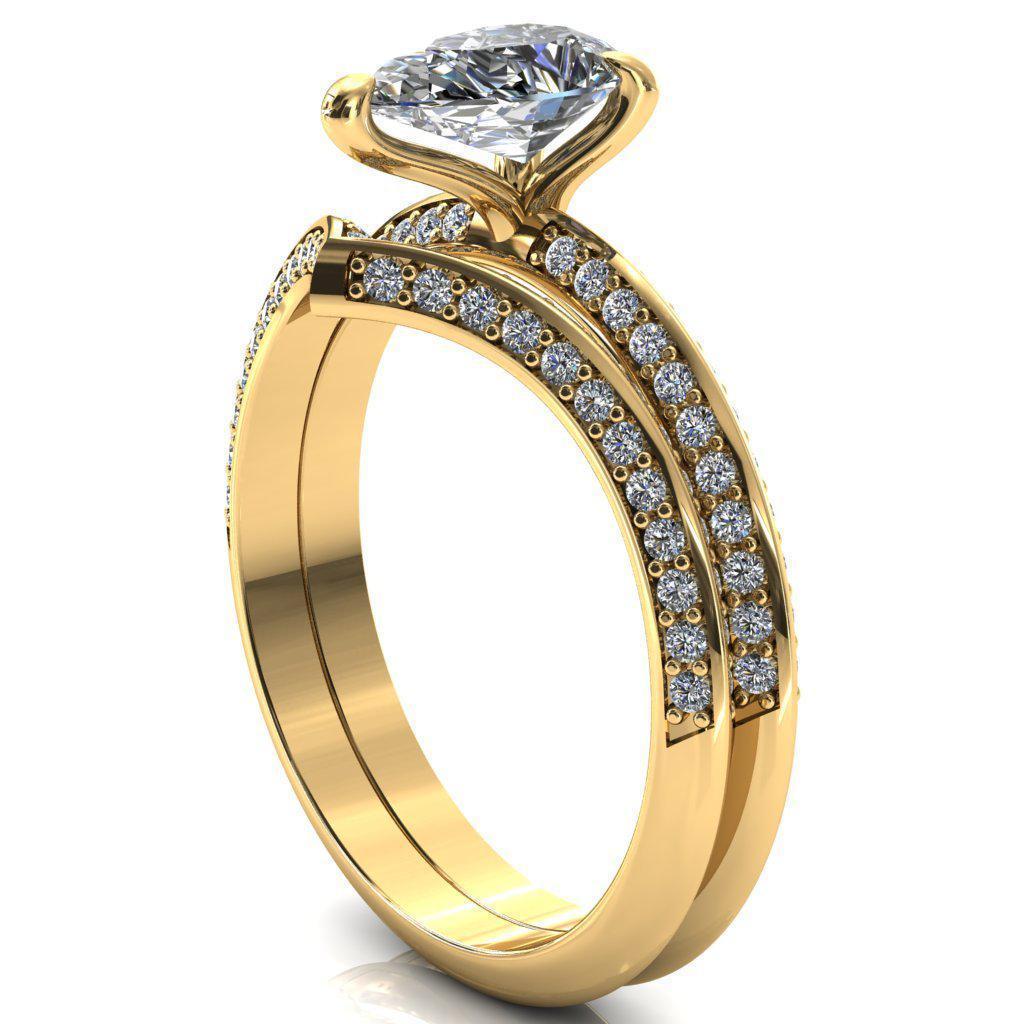 Nancy Pear Moissanite 3 Prong 1/2 Eternity Diamond Knife Shank Accent Engagement Ring-FIRE & BRILLIANCE