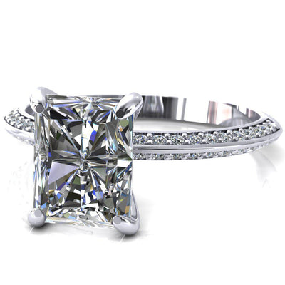 Nancy Radiant Moissanite 4 Prong 1/2 Eternity Diamond Knife Shank Accent Engagement Ring-Custom-Made Jewelry-Fire & Brilliance ®