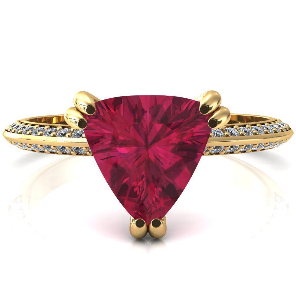 Nancy Trillion Ruby 3 Double Prong 1/2 Eternity Diamond Knife Shank Accent Engagement Ring-FIRE & BRILLIANCE