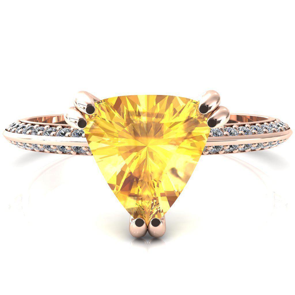 Nancy Trillion Yellow Sapphire 3 Double Prong 1/2 Eternity Diamond Knife Shank Accent Engagement Ring-FIRE & BRILLIANCE