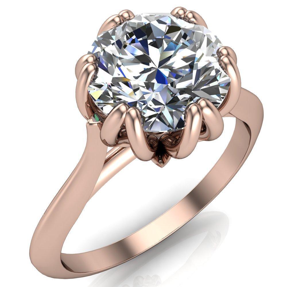 Naomi Round Moissanite 6 Double Prong Engagement Ring-Custom-Made Jewelry-Fire & Brilliance ®