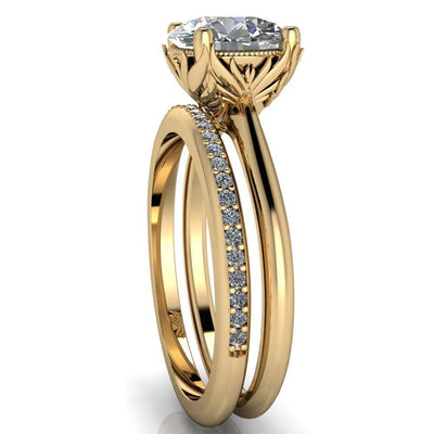 Natasha Round Moissanite Phoenix Wings of Fire Basket Ring-Custom-Made Jewelry-Fire & Brilliance ®