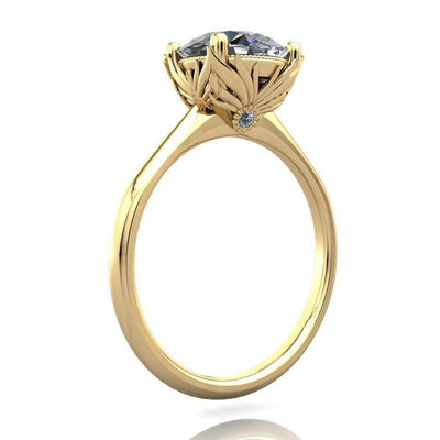Natasha Round Moissanite Phoenix Wings of Fire Basket Ring-Custom-Made Jewelry-Fire & Brilliance ®