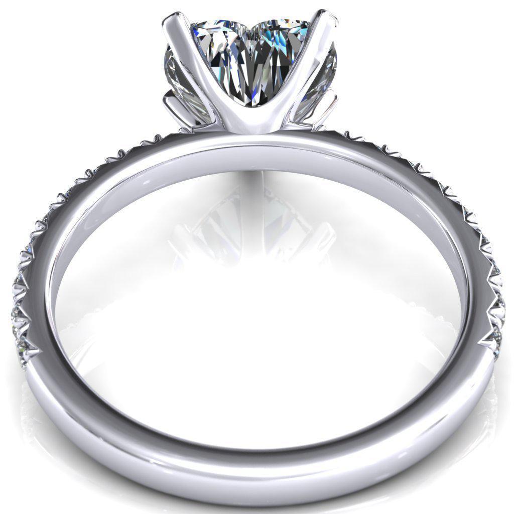 Nefili Heart Moissanite 5 Prong 3/4 Eternity Diamond French Pave Engagement Ring-Cassia | Sidestone-Fire & Brilliance ®