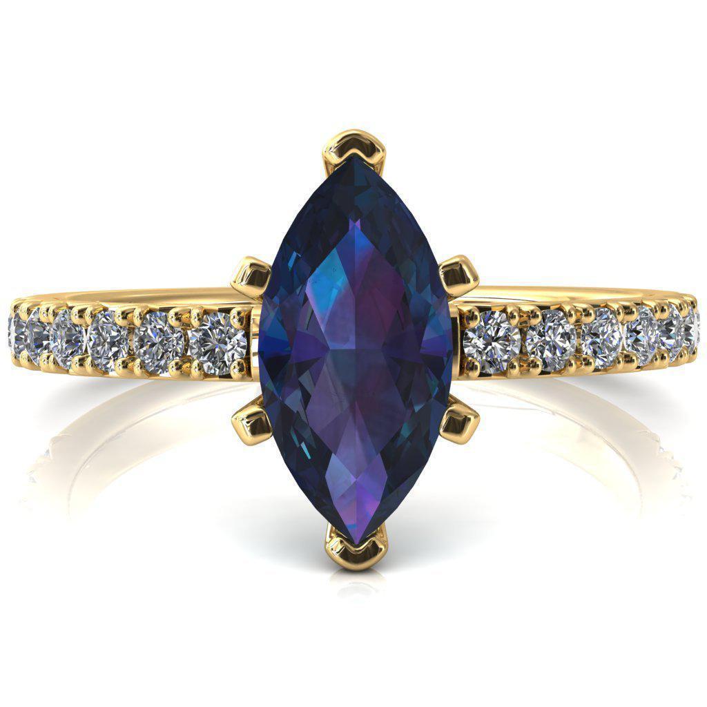 Nefili Marquise Alexandrite 6 Prong 3/4 Eternity Diamond French Pave Engagement Ring-FIRE & BRILLIANCE