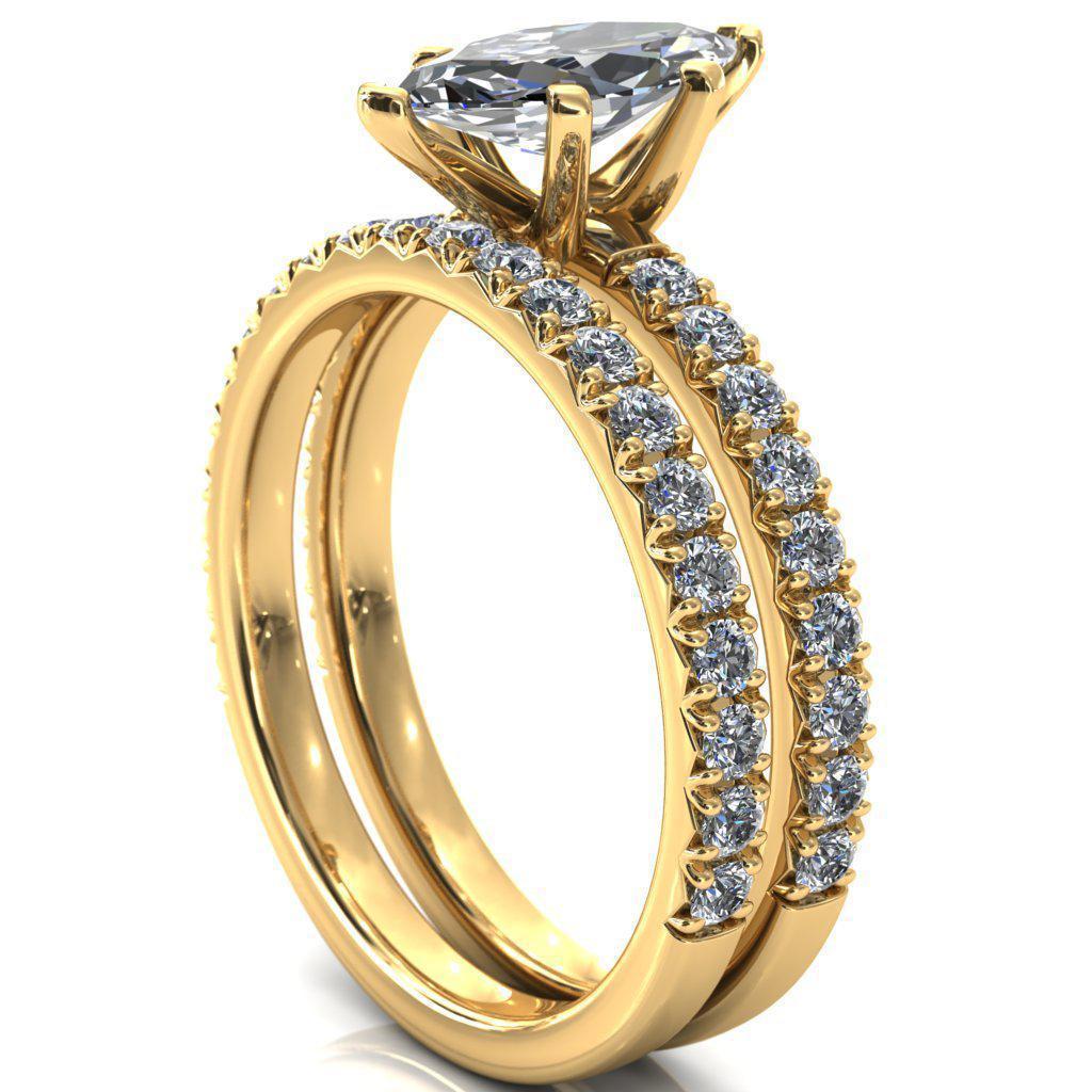 Nefili Marquise Moissanite 6 Prong 3/4 Eternity Diamond French Pave Engagement Ring-Cassia | Sidestone-Fire & Brilliance ®