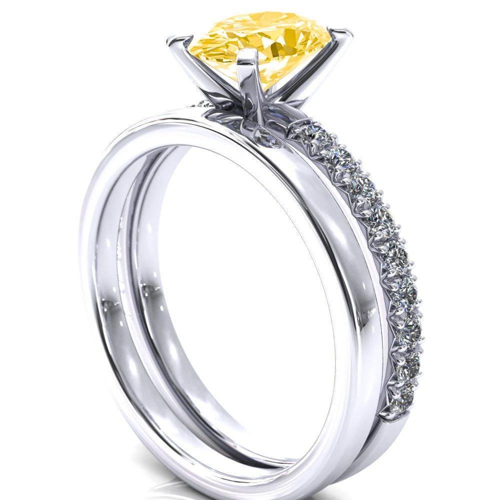 Nefili Oval Canary Yellow 4 Prong 5/8 Eternity Diamond French Pave Engagement Ring-FIRE & BRILLIANCE