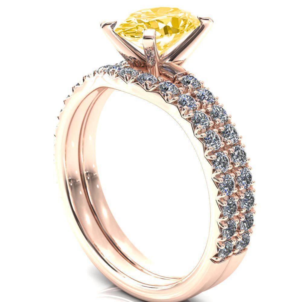Nefili Oval Canary Yellow 4 Prong 5/8 Eternity Diamond French Pave Engagement Ring-FIRE & BRILLIANCE