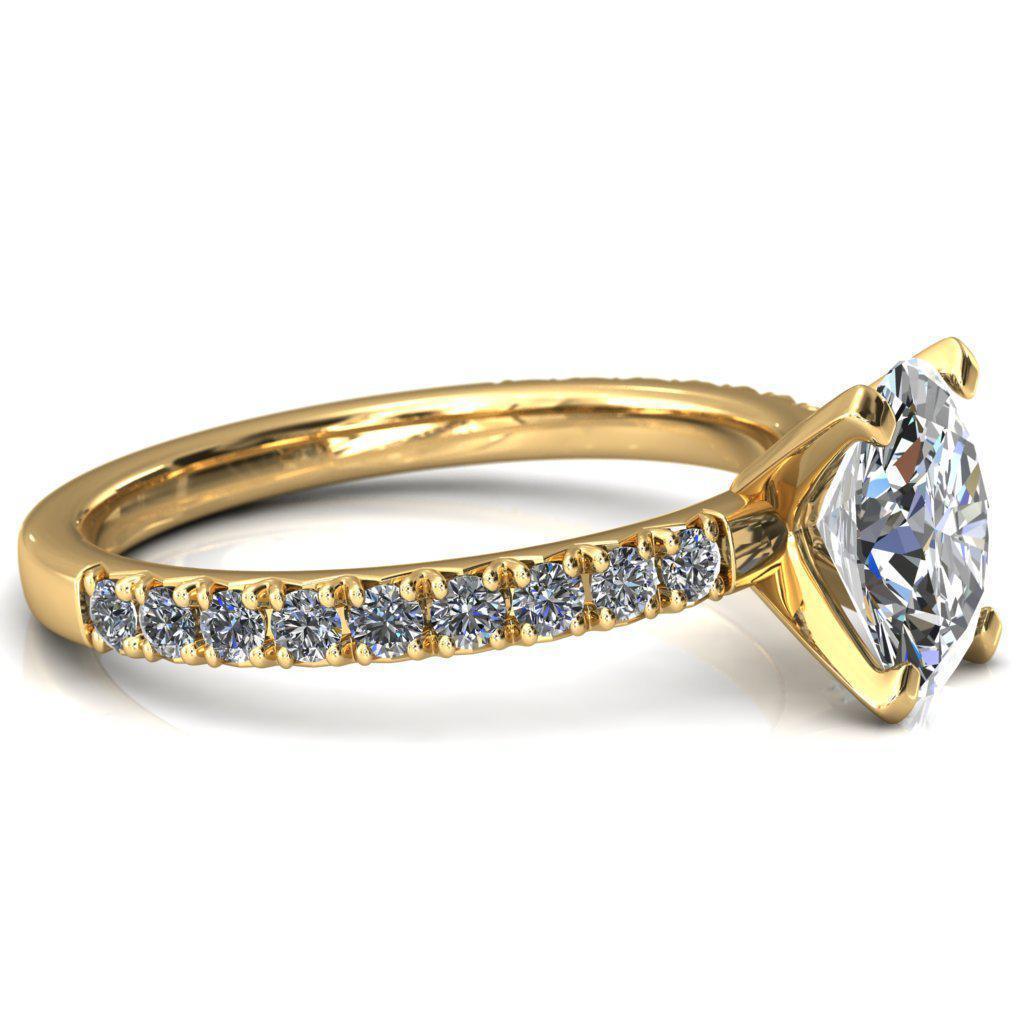 Nefili Oval Moissanite 4 Prong 3/4 Eternity Diamond French Pave Engagement Ring-Cassia | Sidestone-Fire & Brilliance ®