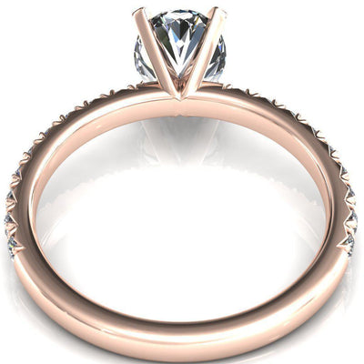 Nefili Oval Moissanite 4 Prong 3/4 Eternity Diamond French Pave Engagement Ring-Cassia | Sidestone-Fire & Brilliance ®