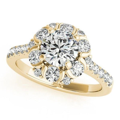 Nellie Round Moissanite Halo Engagement Ring-Custom-Made Jewelry-Fire & Brilliance ®