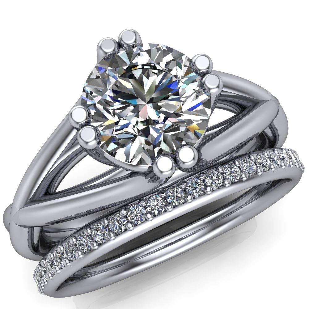 Nema Round Moissanite Double Prong Split and Euro Shank Engagement Ring-Custom-Made Jewelry-Fire & Brilliance ®