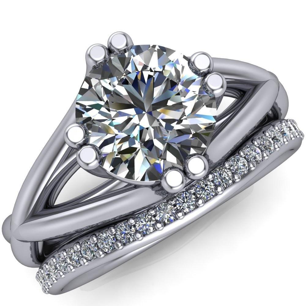 Nema Round Moissanite Double Prong Split and Euro Shank Engagement Ring-Custom-Made Jewelry-Fire & Brilliance ®