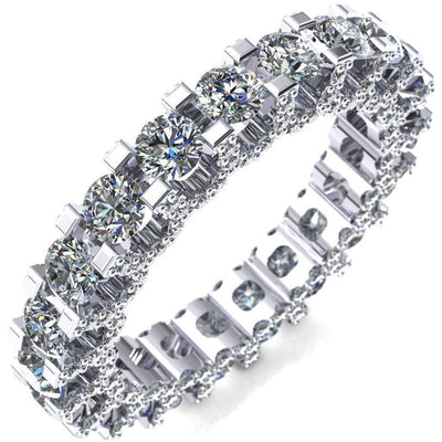 *New Prestine Moissanite or Diamond Full Eternity Round Cut Engagement U Shaped Pave Accent Stones Band-Wedding and Anniversary Bands-Fire & Brilliance ®