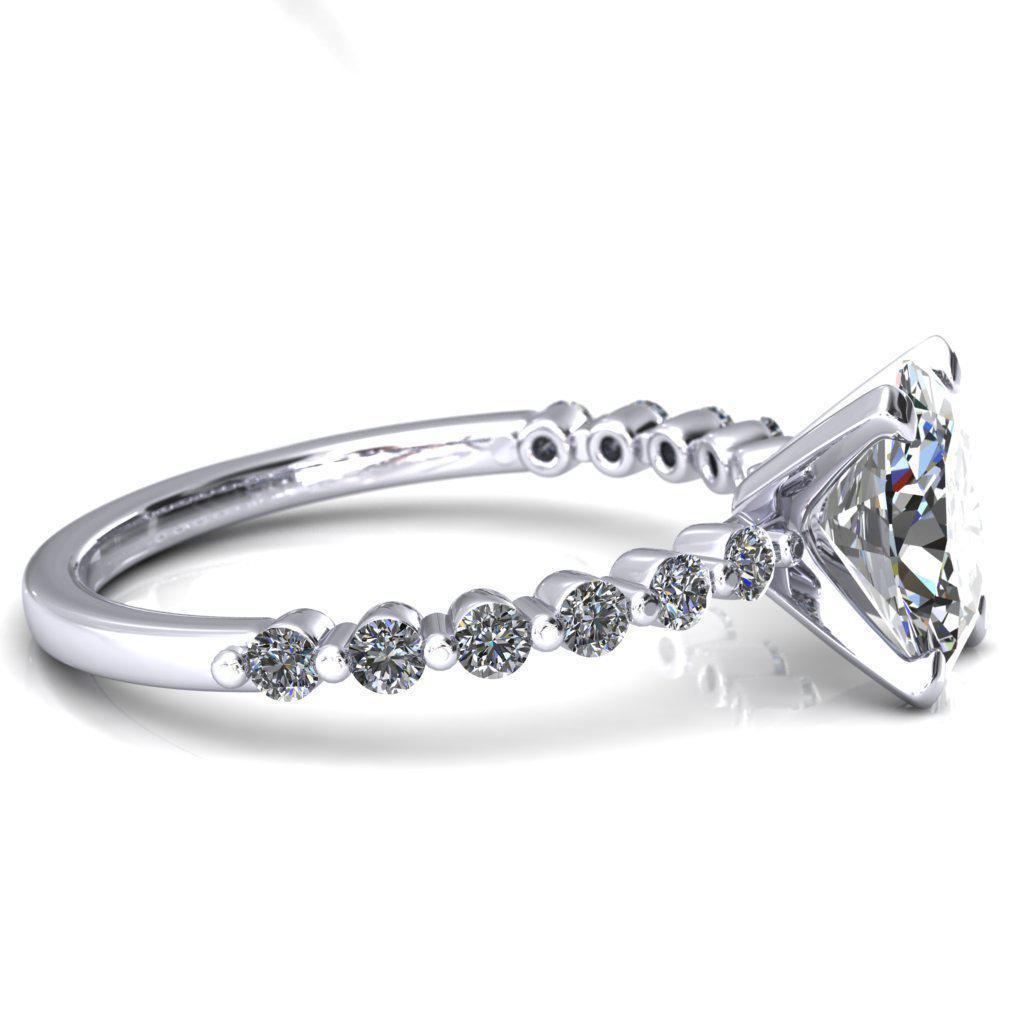 Niamh Oval Moissanite 4 V-Prong 1/2 Shared Single Prong Shank Engagement Ring-FIRE & BRILLIANCE