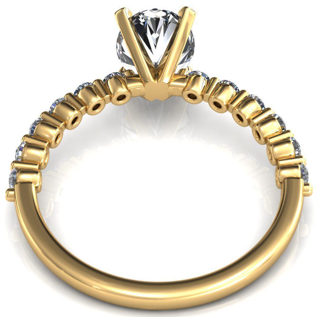 Niamh Oval Moissanite 4 V-Prong 1/2 Shared Single Prong Shank Engagement Ring-FIRE & BRILLIANCE