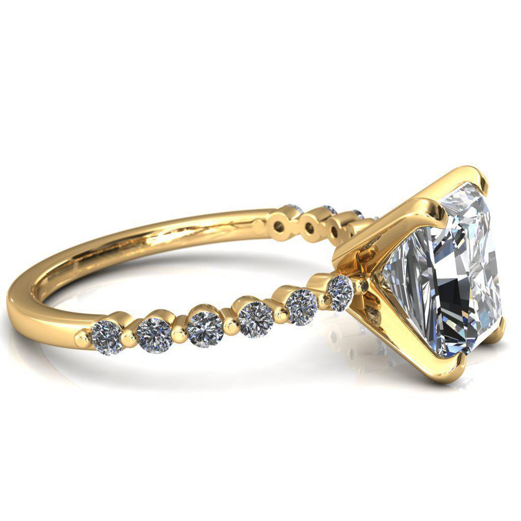 Niamh Radiant Moissanite 4 V-Prong 1/2 Shared Single Prong Shank Engagement Ring-FIRE & BRILLIANCE