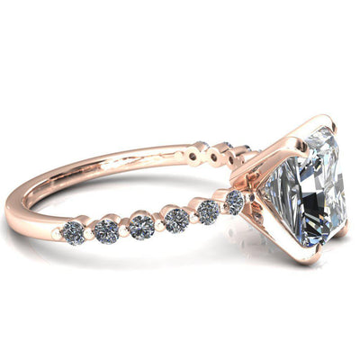 Niamh Radiant Moissanite 4 V-Prong 1/2 Shared Single Prong Shank Engagement Ring-FIRE & BRILLIANCE