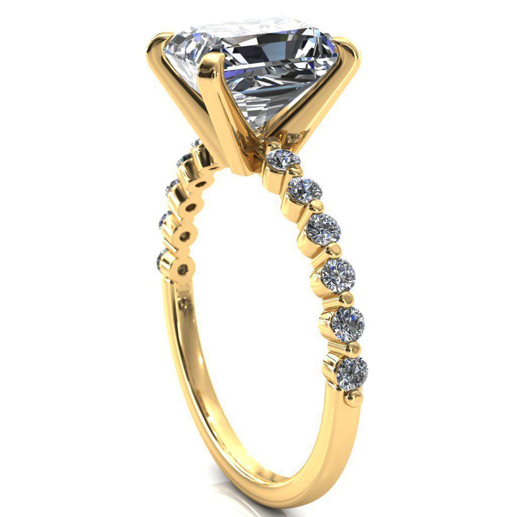 Niamh Radiant Moissanite 4 V-Prong 1/2 Shared Single Prong Shank Engagement Ring-FIRE & BRILLIANCE