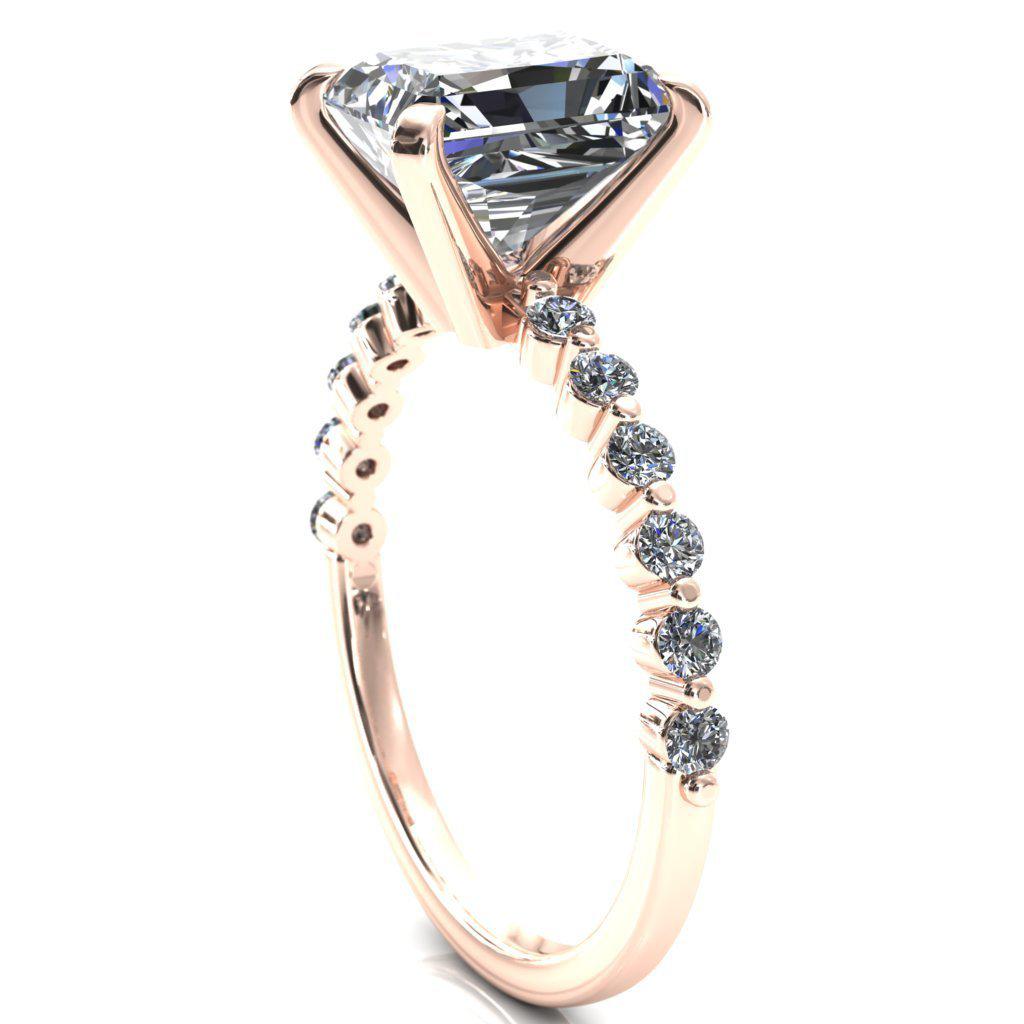 Niamh Radiant Moissanite 4 V-Prong 1/2 Shared Single Prong Shank Engagement Ring-FIRE & BRILLIANCE