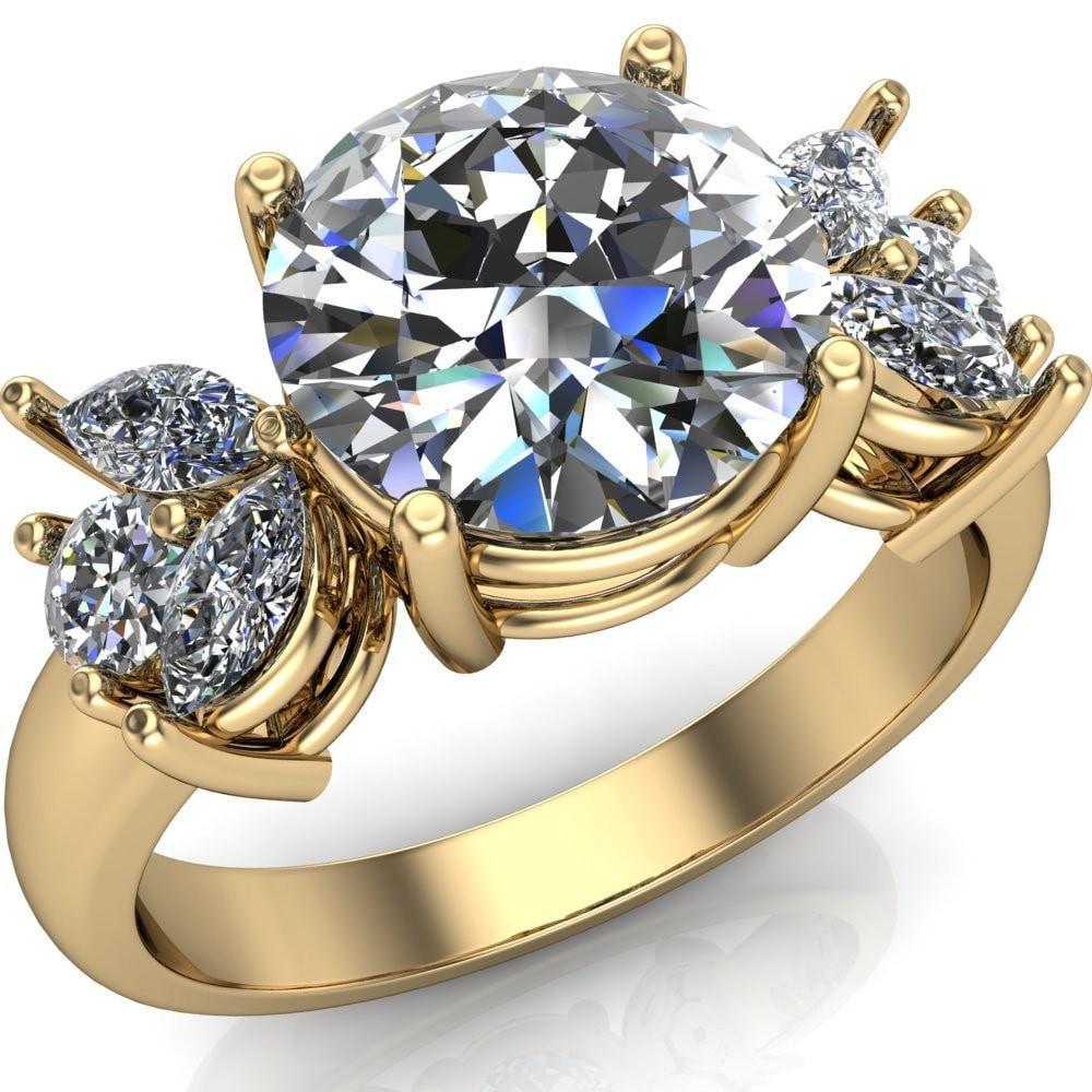 Nicole Round Moissanite 7 Stone Marquise Diamond Accent Ring-Custom-Made Jewelry-Fire & Brilliance ®