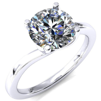 Nina Round Center Stone 4 Prong Bypass Engagement Ring-FIRE & BRILLIANCE