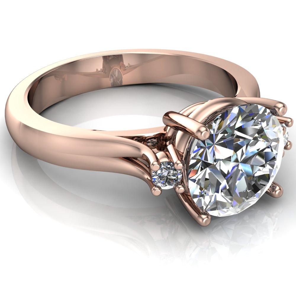 Ninette Round Moissanite Side Diamond Cathedral Engagement Ring-Custom-Made Jewelry-Fire & Brilliance ®