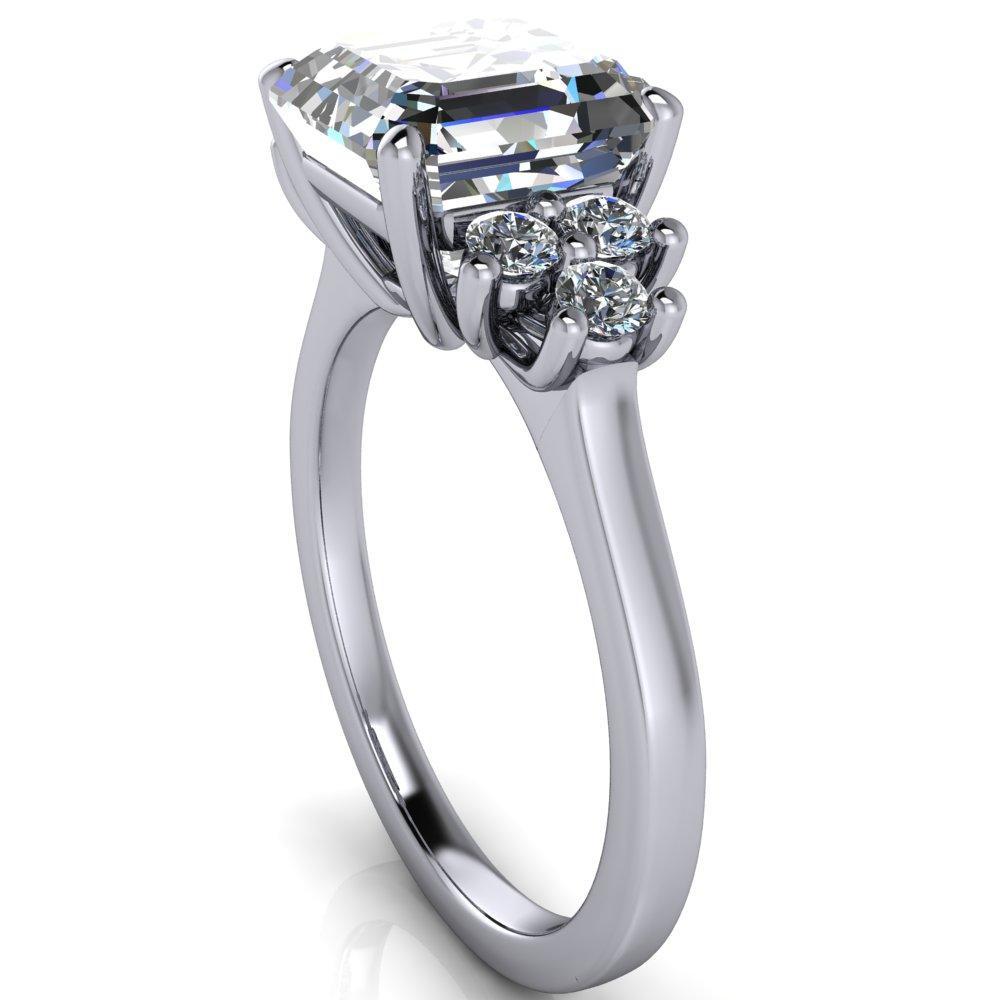 Nirvana Asscher Moissanite Multi Diamond Side Engagement Ring-Custom-Made Jewelry-Fire & Brilliance ®