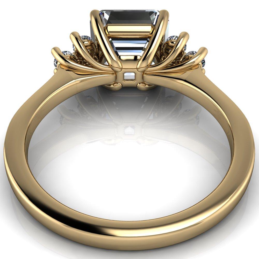 Nirvana Asscher Moissanite Multi Diamond Side Engagement Ring-Custom-Made Jewelry-Fire & Brilliance ®