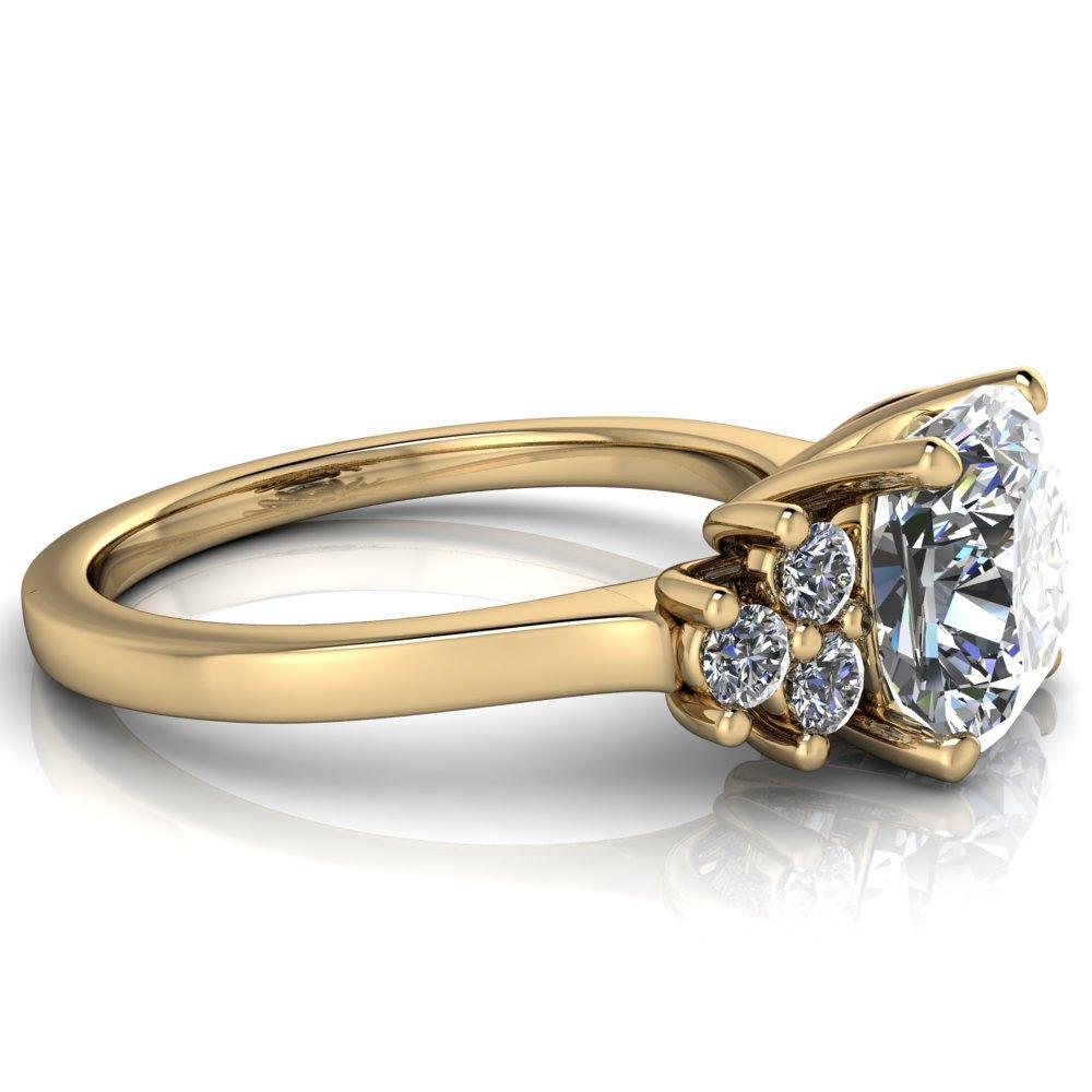 Nirvana Cushion Moissanite Multi Diamond Side Engagement Ring-Custom-Made Jewelry-Fire & Brilliance ®