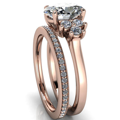Nirvana Oval Moissanite Multi Diamond Side Engagement Ring-Custom-Made Jewelry-Fire & Brilliance ®