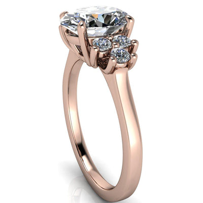 Nirvana Oval Moissanite Multi Diamond Side Engagement Ring-Custom-Made Jewelry-Fire & Brilliance ®