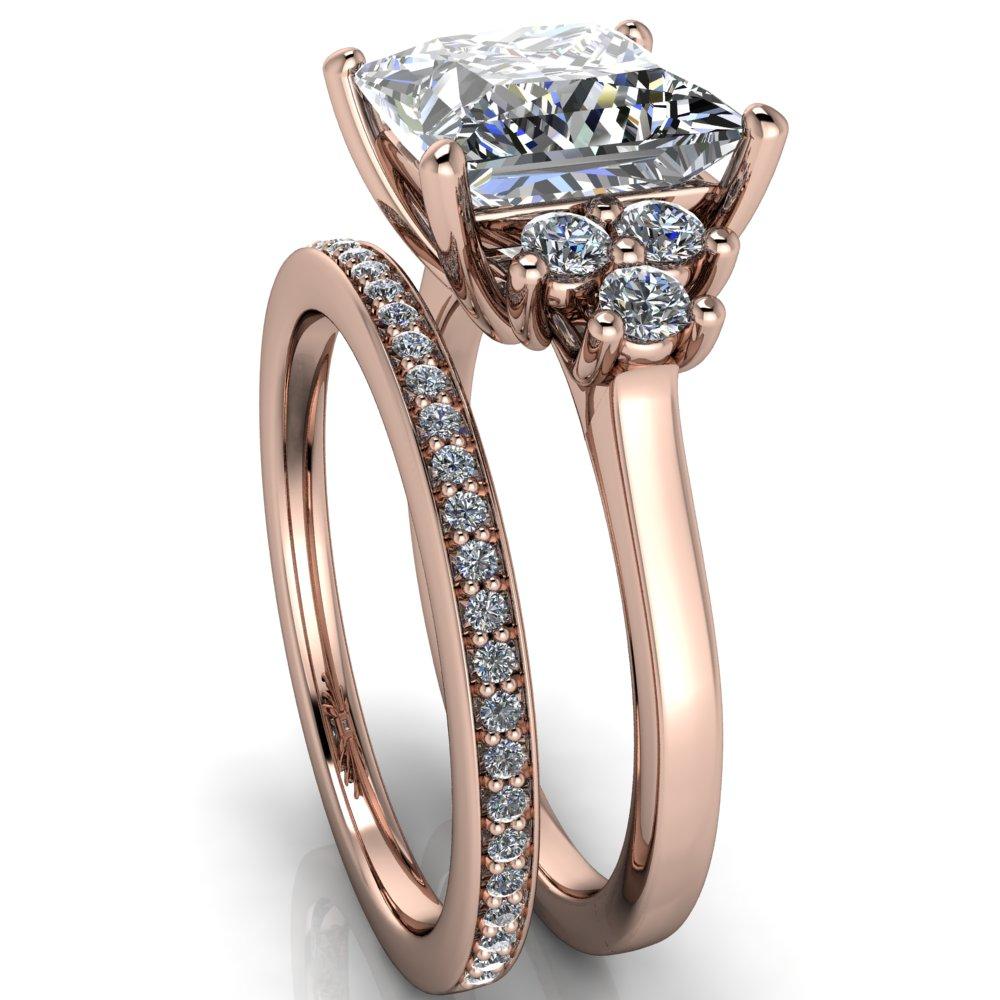 Nirvana Princess/Square Moissanite Multi Diamond Side Engagement Ring-Custom-Made Jewelry-Fire & Brilliance ®