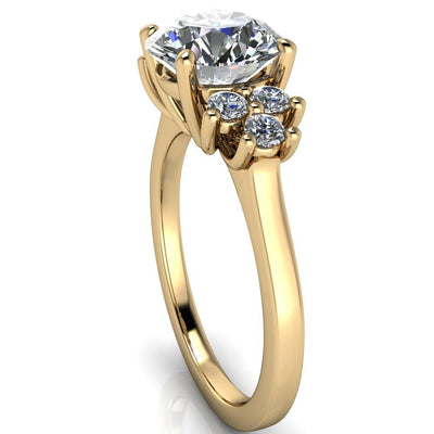 Nirvana Round Moissanite Multi Diamond Side Engagement Ring-Custom-Made Jewelry-Fire & Brilliance ®