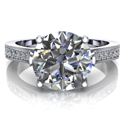 Niya Round Moissanite Excellent 4 Prong U Gallery Set Diamond Sides Ring-Custom-Made Jewelry-Fire & Brilliance ®