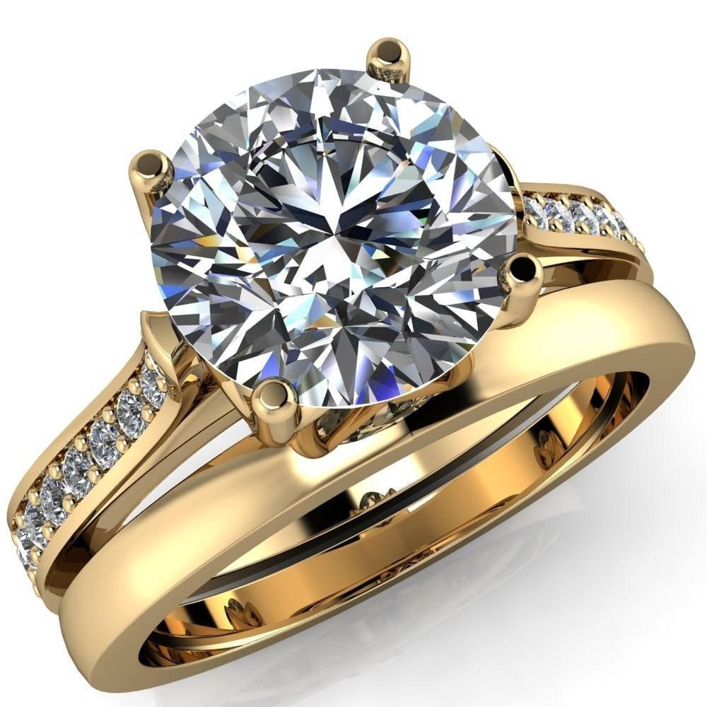 Niya Round Moissanite Excellent 4 Prong U Gallery Set Diamond Sides Ring-Custom-Made Jewelry-Fire & Brilliance ®