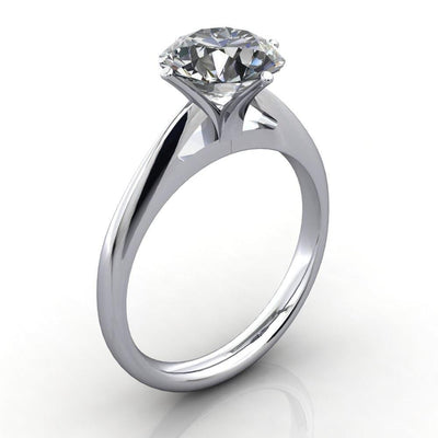 Noelle Round Moissanite Classic 4 T Prongs Cathedral Comfort Fit Solitaire Ring-Custom-Made Jewelry-Fire & Brilliance ®