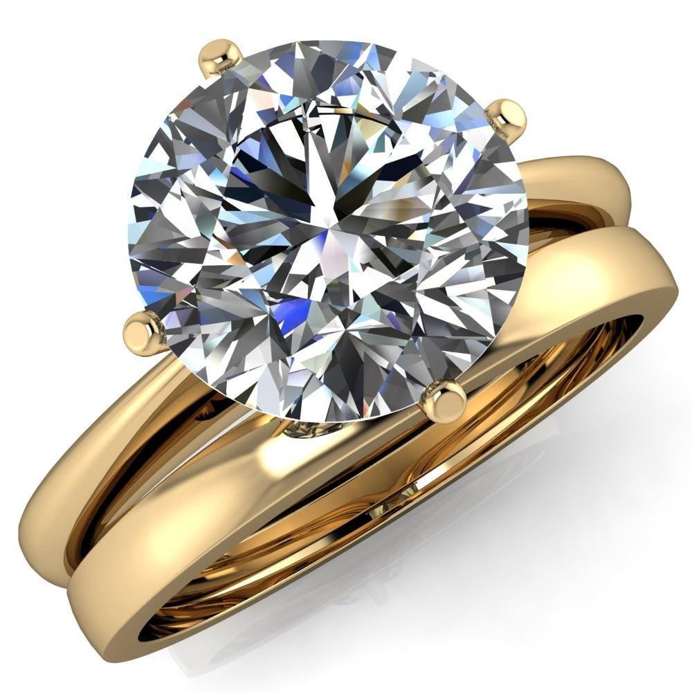 Noelle Round Moissanite Classic 4 T Prongs Cathedral Comfort Fit Solitaire Ring-Custom-Made Jewelry-Fire & Brilliance ®