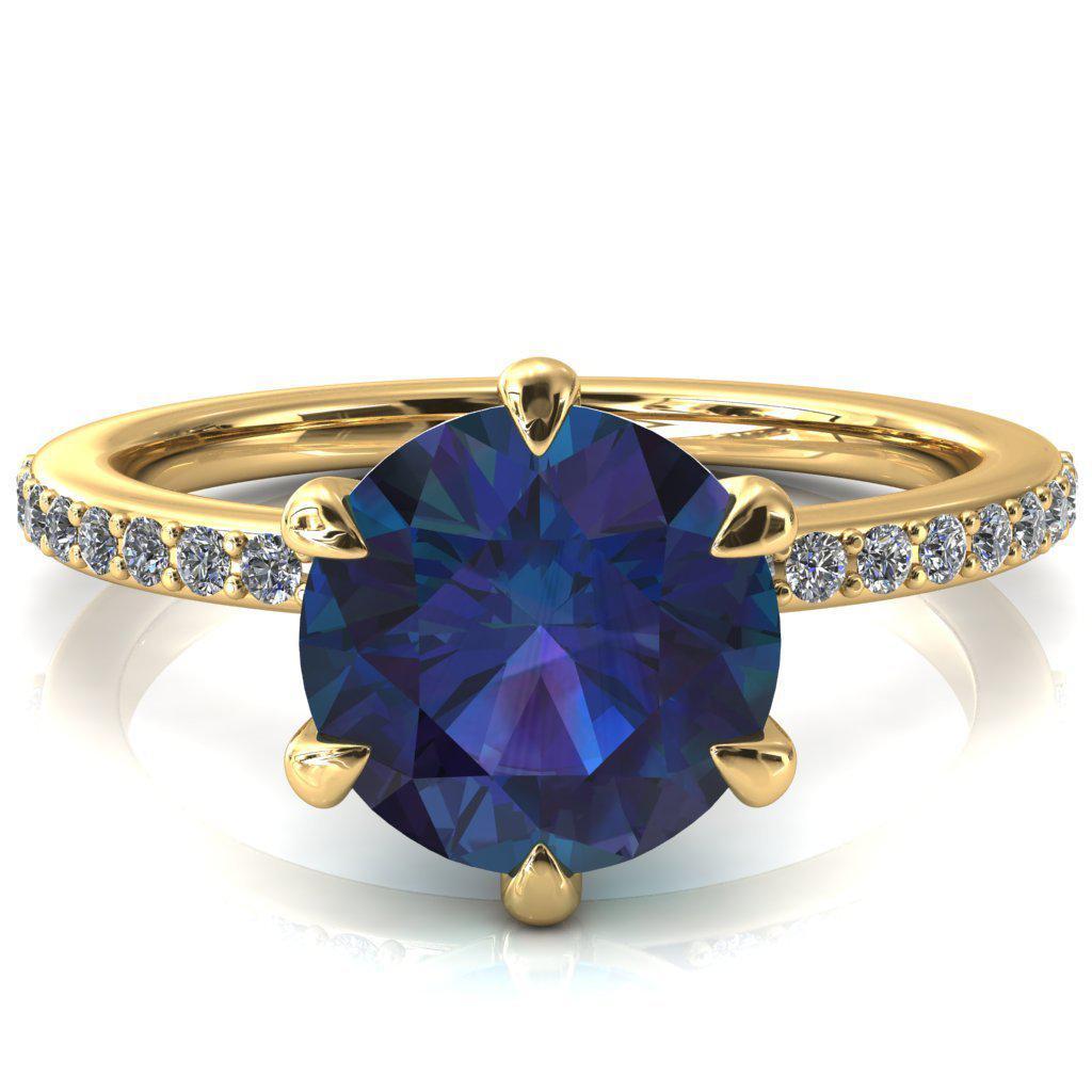 Nora Round Alexandrite Solitaire 6 Prong Ring-FIRE & BRILLIANCE
