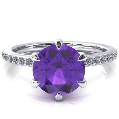 Nora Round Amethyst Solitaire 6 Prong Ring-FIRE & BRILLIANCE