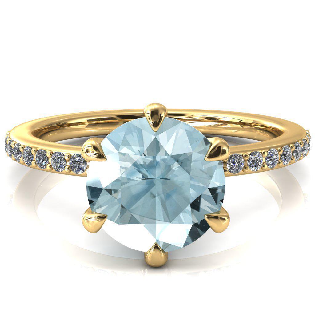 Nora Round Aqua Blue Spinel Solitaire 6 Prong Ring-FIRE & BRILLIANCE